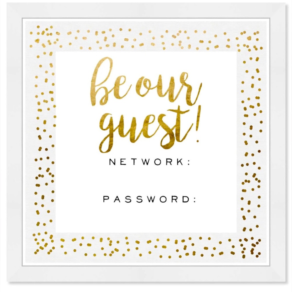 Be Our Guest Gold Confetti Canvas/Wood Wifi Password Wall Art
